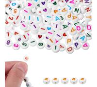 POPETPOP 1 Set Perline Acriliche Decorative Piattine Colorate Con Lettere Numeri E Cuori Per Creazioni Di Gioielli Fai Da Te Perline Artigianali Per Braccialetti E Collane 300 Pezzi