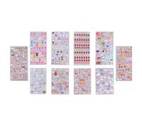 POPETPOP 10 Fogli Adesivi Cartoon Variegati per Scrapbooking e Decorazioni Casa con Alpaca Animali della Foresta Conigli Frutta Lettere e Gelato Adesivi Stereo per Camera e Regali