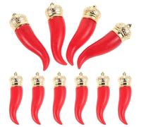 POPETPOP 10 Pezzi Ciondoli Peperoncino in Resina Rossa per Gioielli Diy, Design Unico a Forma di Peperone, Facili da Trasportare, per Auto e Casa