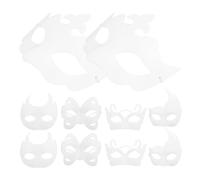 POPETPOP 10 Pezzi Maschera di Carta Bianca per Mascherata Fai da Te, Comoda da Indossare, con Modelli di Corona, Farfalla e Cigno per Varie Occasioni di Cosplay e Festa