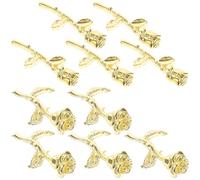 POPETPOP 100 Pezzi Decorazioni Unghie Nail Art Charms a Forma di Rosa in Lega di Zinco Oro, Resistenti e Delicati per Uso in Saloni o Carte di Auguri
