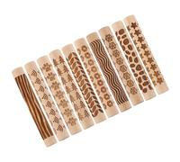 POPETPOP 10pezzi Mattarello Decorato per Argilla in Legno Rullo Goffrato per Ceramica Bastoncino Testurizzato per Modellazione Utensile per Laminazione Argilla Rullo Manuale Piccolo per Art