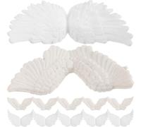 POPETPOP 12 Pezzi Decorazioni Piume d'Angelo Bianche per Lavoretti Natalizi | Artigiani e Scrapbooking, Plastica Resina, Riutilizzabili, Ornamenti Leggeri per Ghirlande e Accessori Chioma