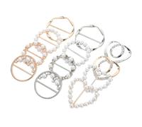 POPETPOP 12 Pezzi Fibbia per Sciarpa da Donna in Lega di Zinco Cristalli e Perle Imitazione, Elegante Clip per Sciarpa Facile da Fissare, Accessorio per Abbigliamento Casual e Quotidiano