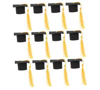 POPETPOP 12 pezzi Mini Toppers Cappello Laurea con Nappa Gialla Decorazioni Festa Laurea per Torte e Cupcake Accessori Cake Picks per Celebrazioni e Party