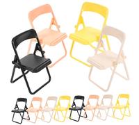 POPETPOP 12pezzi Miniature Folding Chairs Dollhouse Furniture Beige Skin Realistic Design for Home Decoration and Miniature Scenes