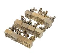 POPETPOP 12pezzi Vintage Brass Zodiac Keychain Pendants Traditional Chinese Zodiac Figurines for Home Décor and Collectibles for Chinese Year Celebrations
