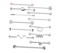 POPETPOP 13 pezzi Industriali Barbell in Acciaio Inossidabile con Fermagli Metallici per Piercing Resistenti alla Ruggine per