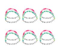 POPETPOP 16 Pezzi Set di Bracciali Amicizia in Perline, Elastici, Boho | Polimeri D'argilla, Rosa e Verde, con Cartoncini di Ringraziamento, per Feste tra Amiche