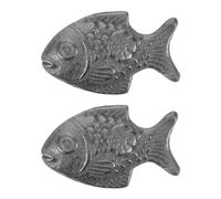 POPETPOP 2 pesci di ferro per cucinare, in ghisa, per zuppe e acqua, strumento naturale per cucinare pesce per dieta vegana