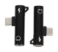 POPETPOP 2 pezzi Adattatori Type C Nero con Design Gomito Converter Audio e Ricarica per Cuffie con Type C Resistente e Facile Usare per Musica Durante la Ricarica