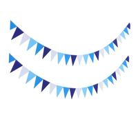 POPETPOP 2 Pezzi Bandierine Mini Triangolari in Tessuto Blu per Decorazioni Festa Nascita e Matrimonio Bunting Pennant Resistenti e Versatili per Camerette e Eventi