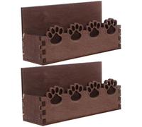 POPETPOP 2 Pezzi Cat Claw Shape Box di biglietti da visita Porta della carta d'ufficio display di carta in legno massiccio Organizzatore del banco business Cat Business Stand Brown