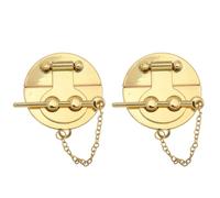 POPETPOP 2 Pezzi Chiusura a Perno Rotonda in Lega di Zinco Color Oro per Scatole di Legno, Facile da Usare per Ufficio e Casa, Design Semplice e Dettagli Raffinati