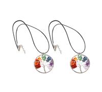 POPETPOP 2 Pezzi Collana Albero della Vita con Pietre Naturali Colorate Ciondolo Chakra Donna Ragazze Gioielli Donna Simbolo di Saggezza e Fortuna