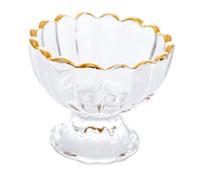 POPETPOP 2 Pezzi Coppa Gelato Vetro Trasparente con Dorato Ciotola Dessert Monoporzione Forma di Fiore Elegante e Delicata per Gelato Pudding e Sundae Perfetta per Casa e
