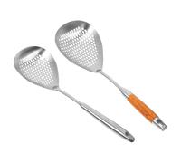 POPETPOP 2 pezzi Cucchiaio Schiumarola in Acciaio Set con Manico lungo Mestolo per Scolapasta per Pasta Frittura e Filtraggio in Cucina
