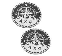 POPETPOP 2 Pezzi Emblema Auto 4x4 Bussola in Alluminio per Esterni Veicolo | Resistente al Meteo e Graffi, Adesivo Forte, Rilievo Tridimensionale, per Camion e Guida Lunga