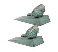 POPETPOP 2 Pezzi Fermaporta Cuneo in Ghisa Vintage con Piccolo Verde Fermaporta Pavimento Protettivo AntiGraffio per Casa Adatto Soggiorno e Camera da Letto