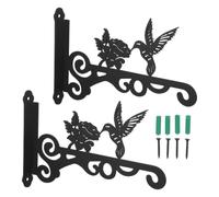 POPETPOP 2 Pezzi Ganci da Parete in Ferro Nero per Appendere Vasi e Cestini Sospesi, Supporto Decorativo ad Arco per Giardini e Patii