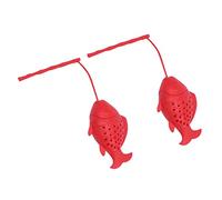 POPETPOP 2 pezzi Infusore per Tè Forma Silicone Filtri Creativi per Tisane Sfuse Facile da e Riutilizzabile Rosso