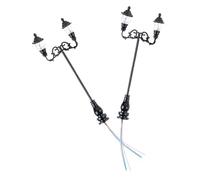 POPETPOP 2 pezzi Lampade Miniature per Tavolo da Sabbia Lampioni Doppia Testa per Decorazione Casa delle Bambole Modello Stradale Villaggio Accessori DIY Realistici