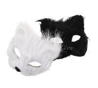 POPETPOP 2 Pezzi Maschere Volpe Mezza Faccia Fluffy in Pelliccia Sintetica Accessori Costume Halloween e Carnevale Unisex per Feste Cosplay Natale