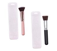 POPETPOP 2 pezzi Pennello Fondotinta Flat Head Setole Sintetiche Morbide Pennello Polvere e Blush per Pelle Femminile Compatto per Fondotinta Liquido e Polvere