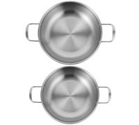 POPETPOP 2 Pezzi Pentola in Acciaio Inox Argento con Superficie Liscia | Ristorante e Locale Hot Pot, Facile da Pulire, Resistente All'usura, Finitura Argento Elegante