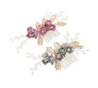 POPETPOP 2 pezzi Pettine Capelli Sposa Fatto Mano con Perle e Strass Ornamento Floreale Elegante per Donne Accessori Copricapo per Matrimoni e Feste Formali