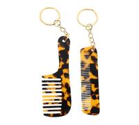 POPETPOP 2 pezzi Pettine Portachiavi Mini Leopardato in Acetato Denti Larghi per Capelli Ricci e Mossi Pettine da Viaggio Compatto per Uomo e Donna Accessorio Portachiavi Multifunzione per