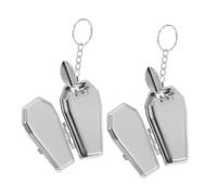 POPETPOP 2 pezzi Posacenere Portatile Tascabile in Lamiera Forma Portachiavi Mini Contenitore Multifunzione per Esterni per Viaggi e Uso Personale