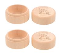 POPETPOP 2 Pezzi Scatola in Legno Rotonda per Dente da Latte e Cordone | Design Minimalista, Finitura Liscia Incisa al Laser, Struttura Sicura, Regalo per Shower e Compleanno