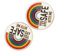 POPETPOP 2 Pezzi Spille da Bavero Arcobaleno in Metallo con Scritta You Are Safe With Me, Decorativo, Facile da Trasportare, Perfette per Decorare Camicie e Cappelli