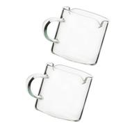 POPETPOP 2 Pezzi Tazza in Vetro Trasparente da 120ml Doppio Beccuccio | Bocca Liscia e Corpo Trasparente, Presa Comoda e Flusso Controllato, per Latte e Sciroppo