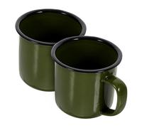 POPETPOP 2 pezzi Tazzine Vintage in Ferro per Caffè e Latte Design Classico Retro Manico Antiscivolo e Materiale Resistente per Uso Variegato in Cucina