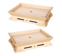 POPETPOP 2 pezzi Vassoio in Legno per Sushi Piatto Giapponese per Sashimi e Antipasti Vassoio Rettangolare Stile Barca per Casa e Ristorante Facile da Pulire e Multiuso