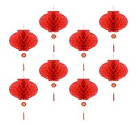 POPETPOP 20 Pezzi Lanterna Cinese Rossa Pieghevole a Nido D’Ape per Feste | Film Plastico, Filo Anello, Design Salvaspazio, per Porte e Soffitti, Decorazione Classica