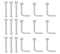 POPETPOP 20 Pezzi Nose Studs in Stainless Steel Straight Minimalist Piercing Jewelry for Women And Men Hypoallergenic Cartilage Flat Back Rings for Everyday Elegance