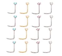 POPETPOP 20 pezzi piccoli anelli per il naso - Piercing in acciaio inossidabile con viti a forma di L per l'osso del naso - Gioielli per piercing al corpo per la narice