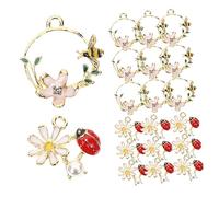 POPETPOP 20pezzi Ciondoli Insetti Per Gioielli Charm Coccinella Ape e Fiore Per Collane Bracciali e Accessori Fai Da Te Materiale Di Alta Qualità Per Creazioni Uniche e Regali Speciali