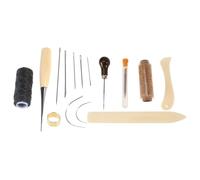 POPETPOP 21 Pezzi Set Completo per Legatoria con Filo Cerato, Aghi Curvi e Grandi, Cartiere in Legno e Metallo, per Progetti Fai-da-Te di Rilegatura Libri