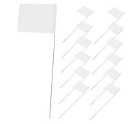 POPETPOP 24 pezzi Bandiere Segnala Irrigazione PVC Bianco con Picchetti Acciaio Inox Resistenti per Giardino Paesaggistica Indagini e Delimitazione Confini Animali