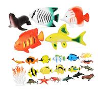 POPETPOP 24 pezzi Figure Animali Marini e Pesci Tropicali in Plastica Modelli Educativi Realistici per Diorama Oceano e Apprendimento Biology Giocattoli Resistenti per Feste Tema Oceano