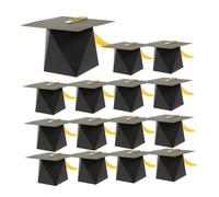 POPETPOP 25 Pezzi Scatole Caramelle Laurea Forma Cappello Dottore con Frangia Nera e Gialla Eleganti Scatole Regalo per Dolci Snack e Bomboniere per Feste Laurea e Celebrazioni