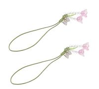 POPETPOP 2pezzi Ciondolo Per Telefono Con Fiore e Perline Elegante Cordino Per Cellulari e Auto Decorazione Per Smartphone Accessorio Alla Moda Per Regali e Festival