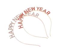 POPETPOP 2pezzi Fascia per Capelli Decorativa Lettere in Strass Bellissimi Cercchietti per Capelli Scritta Felice Anno Eleganti e Chic