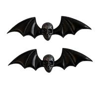 POPETPOP 2pezzi Fermagli per Chioma Stile Oscuro Teschio e Ala in Resina Nera, Clip per Chioma Halloween Stile Alternativo per Cosplay e Vita Quotidiana