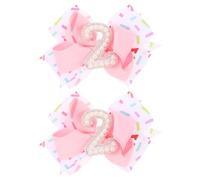 POPETPOP 2pezzi Fermaglio Capelli Fiocco Numero con Perle Scintillanti e Finitura Rosa Materiale Non Tira i Capelli per Feste di Compleanno e Celebrazioni