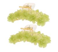 POPETPOP 2pezzi Fermaglio Per Capelli Forma Di Fiore Verde in Clip Squalo Grande Per Capelli Spessi Fermaglio Antiscivolo Per Acconciature Dolci Versatile Per Tutte Le Stagioni